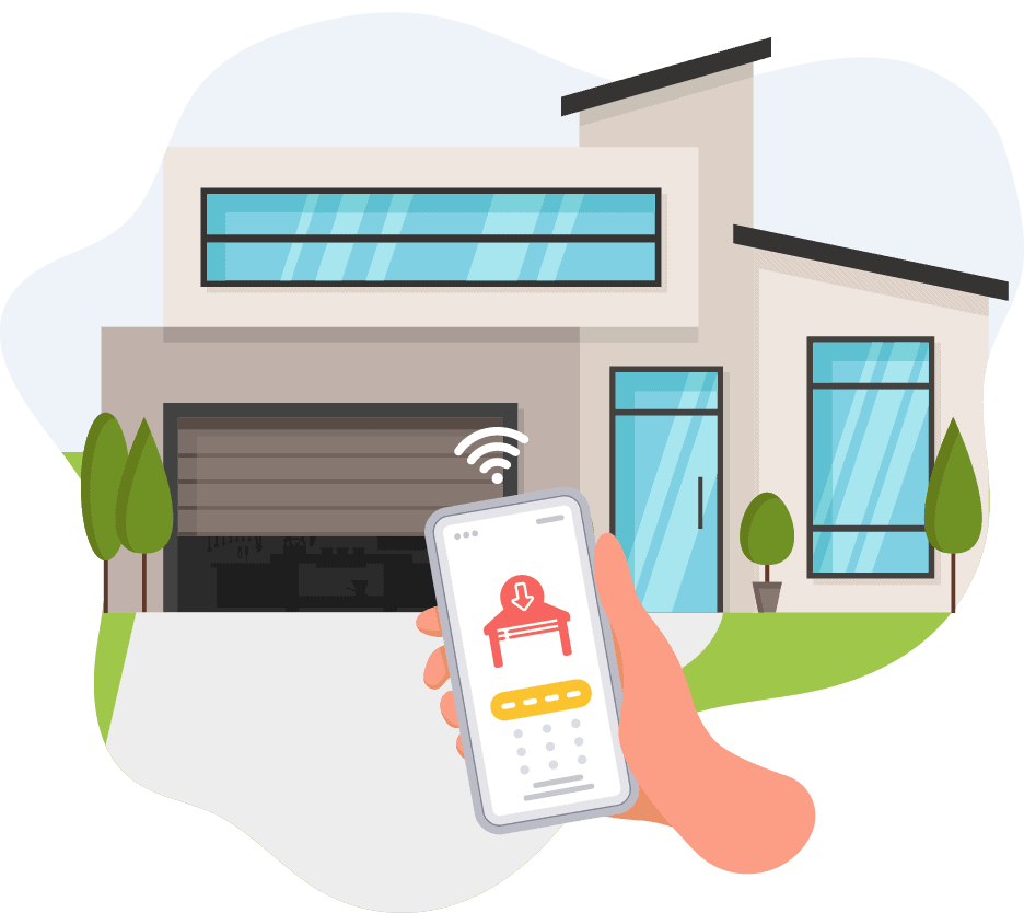 Modern garage equipped with smart locks, sensors, and security cameras to prevent intruders